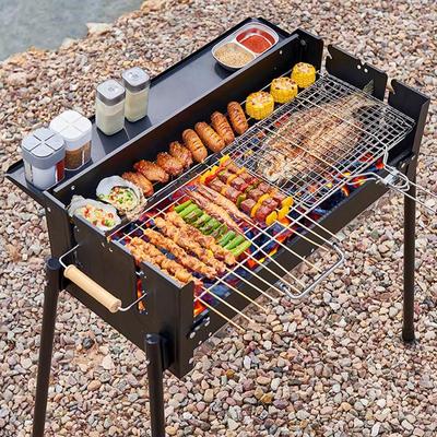 Grătar BBQ portabil pliabil din oțel inoxidabil pe cărbune și ustensile