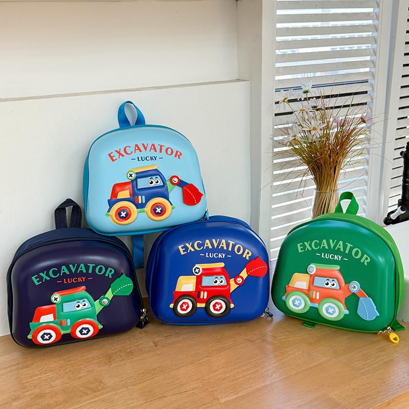 Playful And Stylish Childrens Backpack With Excavator Print Soft Oxford Fabric For Boys And Girls