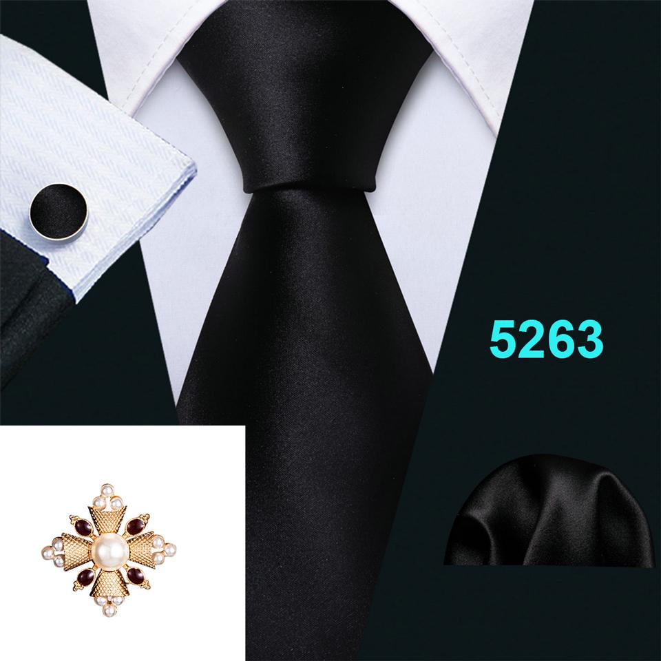 

Мужской галстук Barry.Wang, броши, однотонный черный полосатый клетчатый галстук, носовой платок, запонки, дизайнерский формальный комплект N-5263