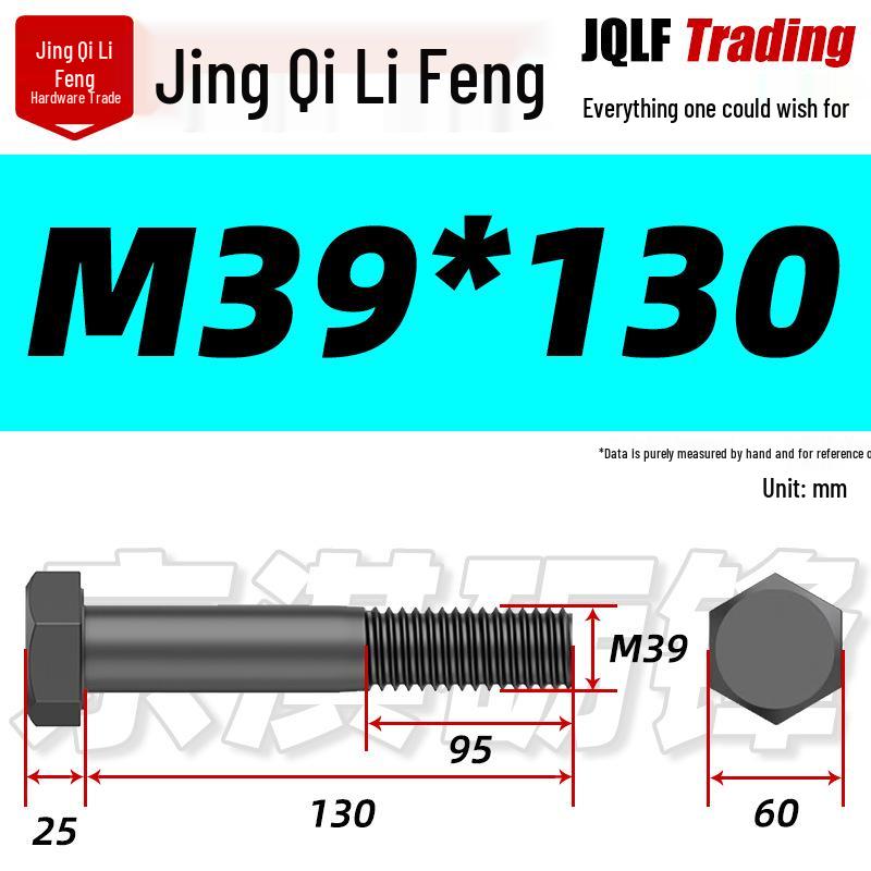M27-M39 Grade 12.9 Blackened Half-Thread Hexagon Bolt