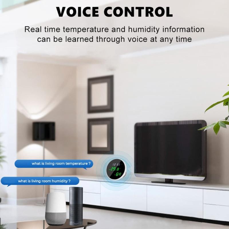 Temperature Humidity Sensor Real Time Monitoring Wireless Indoor Climate Monitor with LED Backlit Display for Home