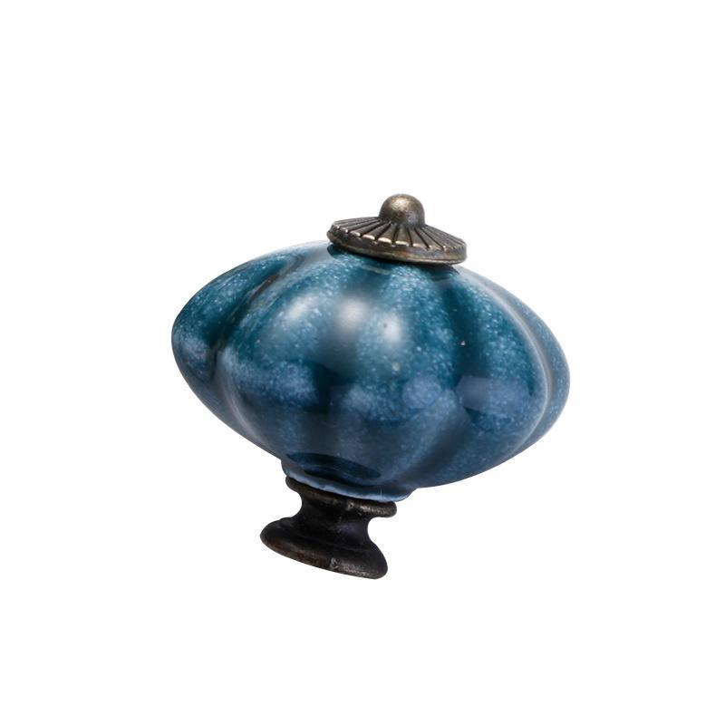 1Pcs Garden American Pumpkin Handpainted Single Hole Ceramic Handle Cabinet Drawer Door 40Mm
