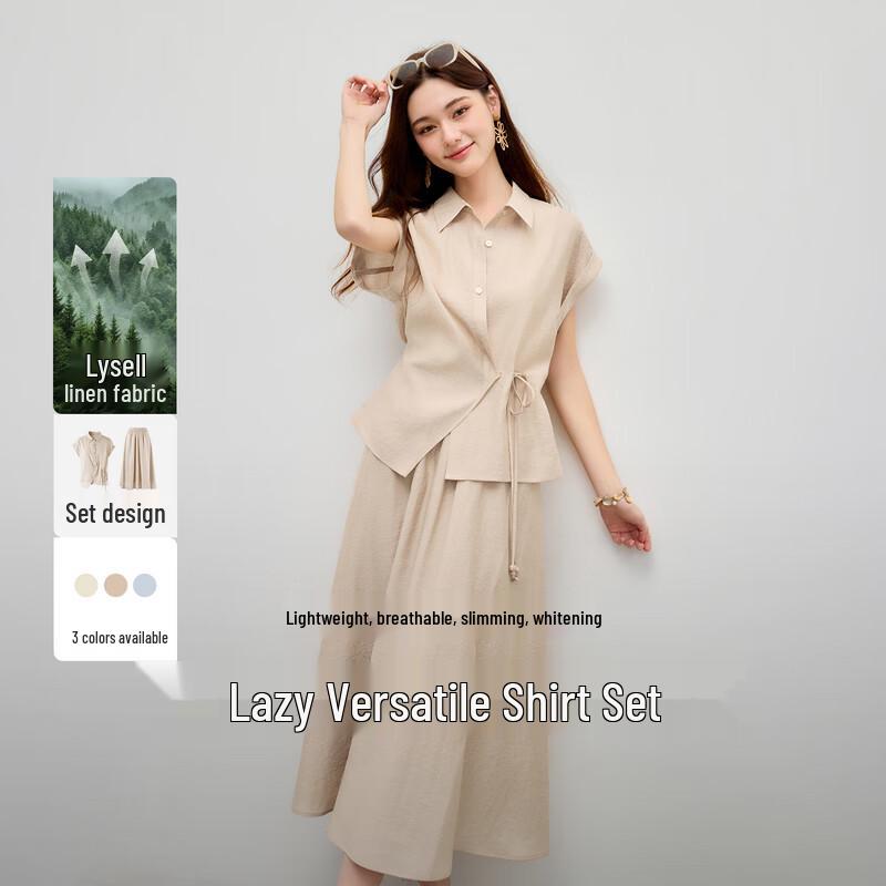 Women s Lyocell Linen Fashion Two-Piece Set XL