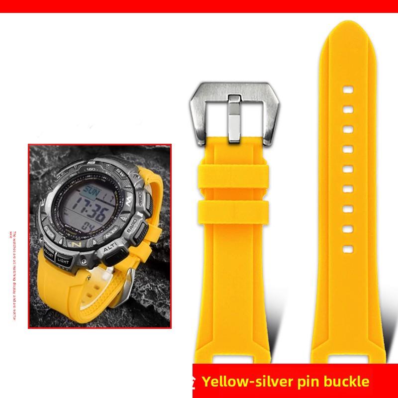 Lightweight Titanium Strap For Casio Watch Protrek PRG-240 PRG-130Y PRW-1500 Concave End Metal Bracelet Men Silicone Rubber Band
