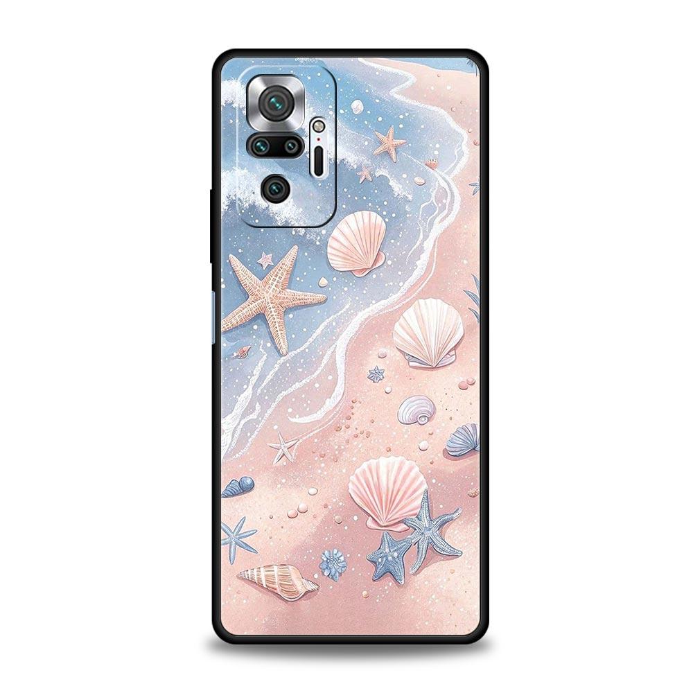 Ocean Coastal Seashell Seaweed Pattern Phone Case Cover for Redmi 14C 13C 12 10C Note 14 13 12 10 11 Pro Plus K40 Pro Soft TPU