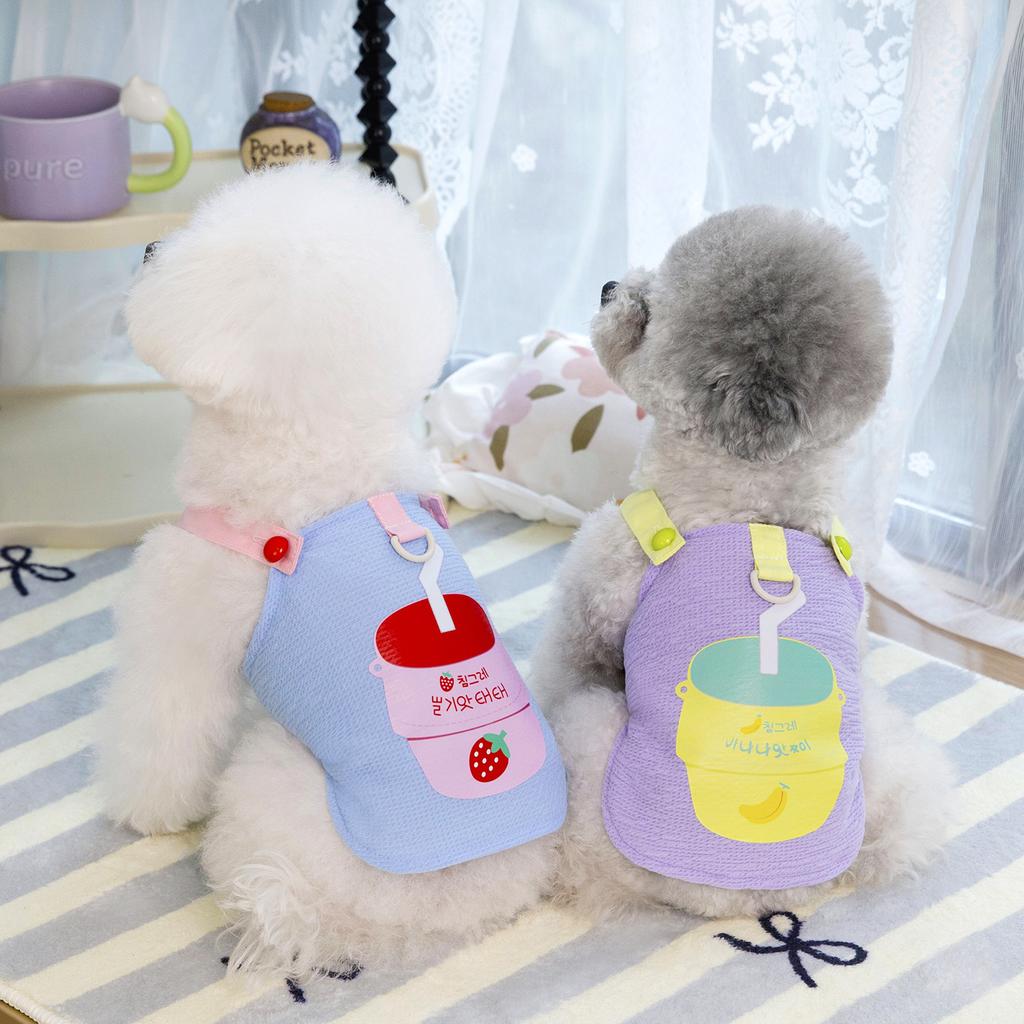 Spring small teddy dog, ragdoll cat, puppy clothes, hairless cat fruit printing polyester fabric pet clothes