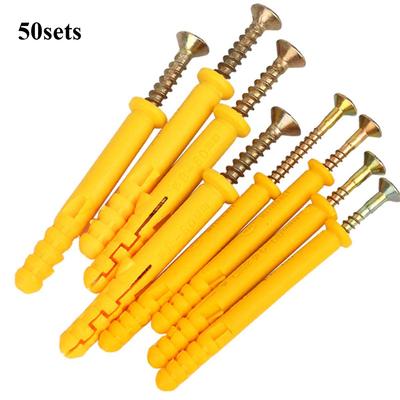 100pcs Drywall Anchor & Screw Assortment Kit - 50 Plastic Wall Anchors & 50 Philips Flat Head Screws