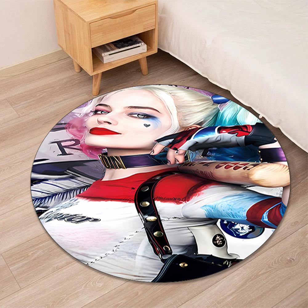 Harley Quinn Printed Round Rug Carpet Chair Rug Area Rug Entryway Doormats,for Office Chair Living Room Bedroom Kitchen Room.