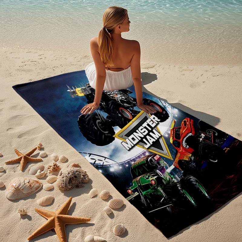 Beweis Strandtuch mit einem Monster Jam Muster - weich, saugfähig, schnelltrocknend, maschinenwaschbar - perfekt zum Schwimmen, Camping, Baden