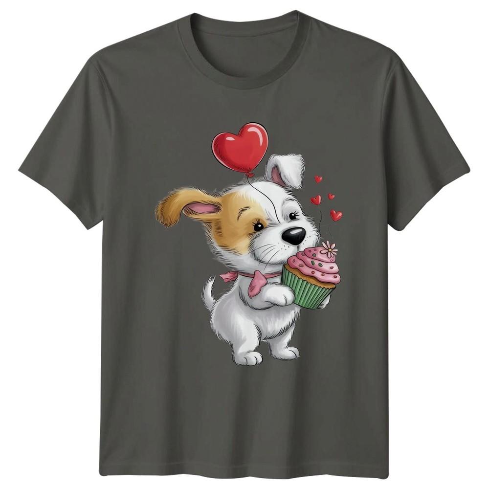 Puppy With Cupcake Hearts Animals Dog Unisexs TShirt Unisexs Tee Graphic Unisex Top S