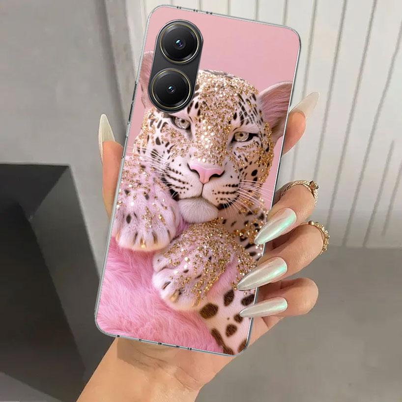 Pink Leopard Print Phone Case for Xiaomi Poco X5 X6 X7 Pro F7 Ultra M7 Redmi 15 15C 13 13C 12 12C 10 10A 10C 9 9A 9C 9T Shell Po