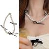 Temperament Crystal Pearls Bowknot Necklaces for Women Anniversary Jewelry