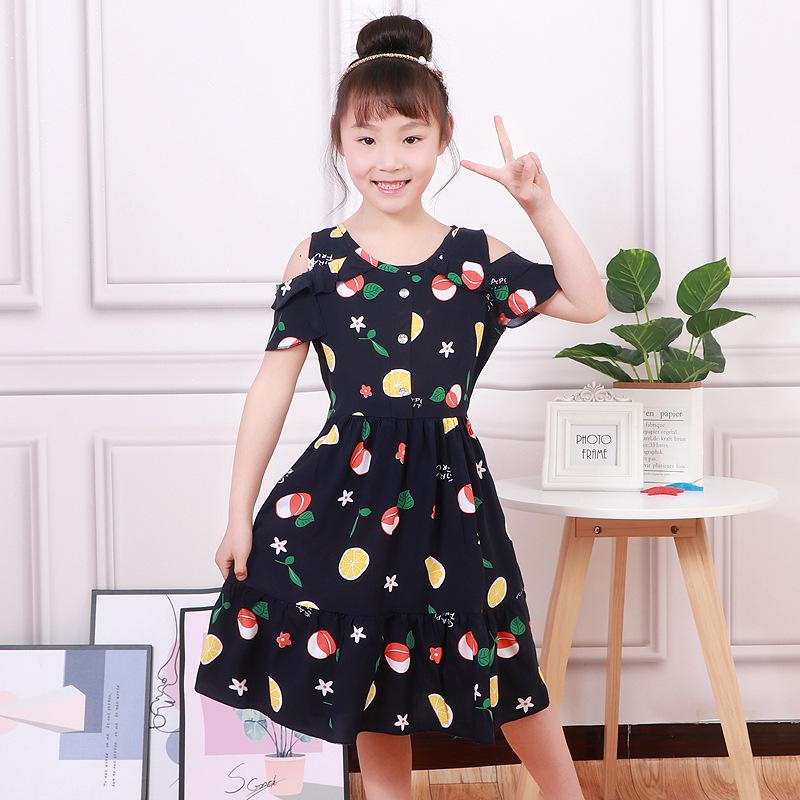 Kids' Summer Cotton Silk Off-the-Shoulder Princess Dress - Korean Style Nightgown