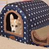 Pet Warm Bed House Soft Indoor Semi-closed Cave Tent for Cat Kitten Puppy Small Animals Pet Thicken Cushion Pad