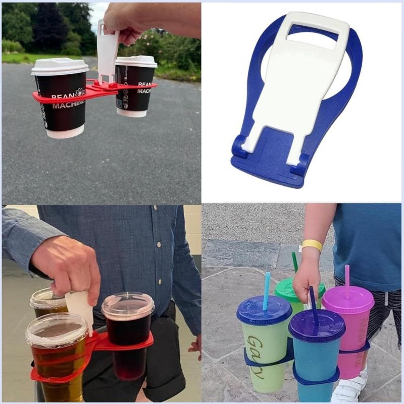 4 Cups Foldable Carousel Holder Coffee Cup Handle Drinking Bottle Bracket Portable Anti Scalding Camping Party Bar Home