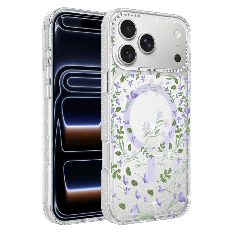 Flower Pattern IMD Glitter Magnetic Phone Case
