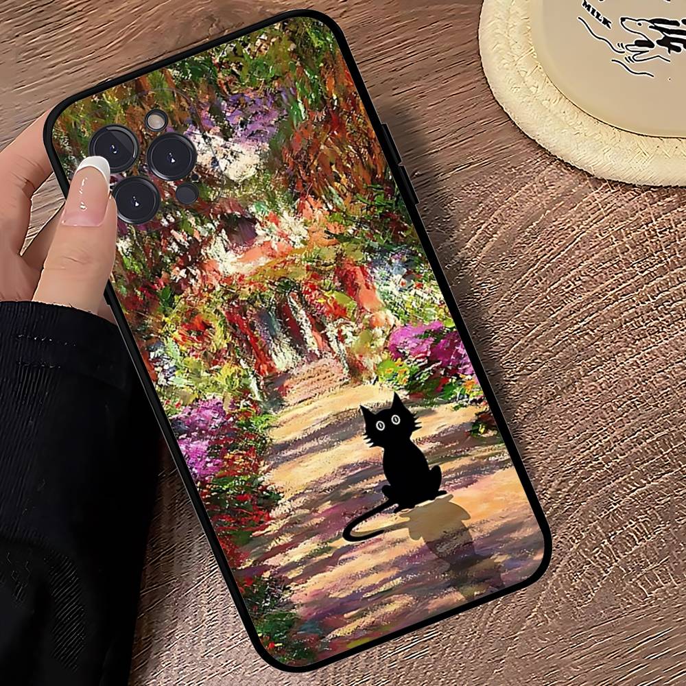 Funny Cats Van Gogh Phone Case For IPhone 16 17 Air 15 14 13 12 11 Pro Max 16E Plus Fundas