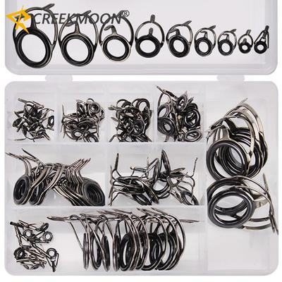 85 Pezzi Guide per Canna da Pesca Ceramica Anelli in Acciaio al Carbonio Alto Kit di Riparazione Anelli per Canna Fai da Te Anelli Occhielli Accessori da Pesca
