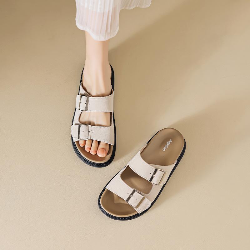 Augustus Denboken Slippers Women's Summer 2025 New Wear Platform Flat Sandals Beach Fashion Sandals