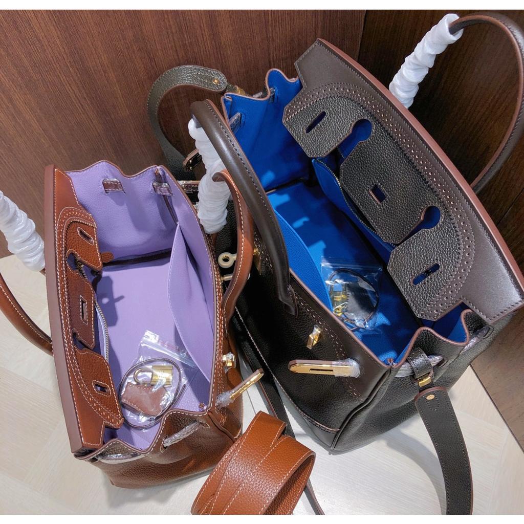 Haute Couture Version European and American Retro Handmade Fubao Leather Splicing Lace Platinum Bag Leather Handbag Shoulder Messenger Bag Women