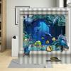 Ocean Sea Animal Dolphin Fish Waterproof Shower Curtain Creative Deep Sea Child Bathroom Decor Screen With Hooks Curtains Set