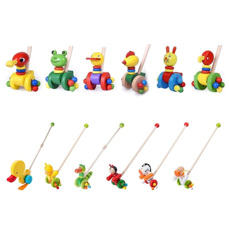 Wooden Pushing Toy For Baby Hand Eye Coordination Toy for Ages 18-36 Months Physical Development Waddling Toy
