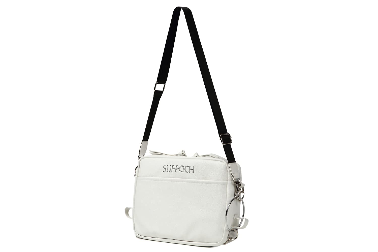 [Supouch] Ring Bag, White Shoulder Bag, Easy to Use for People with Hand Disabilities, Can be Used One-Handed, Can be Carried Sideways, Lightweight