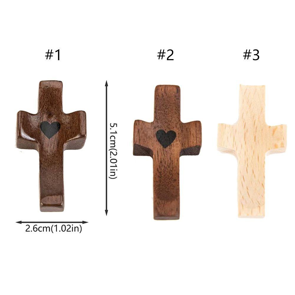3pcs Hand Painted Wood Handheld Cross Black Walnut Cross Christian Gift  Encouragement Gift