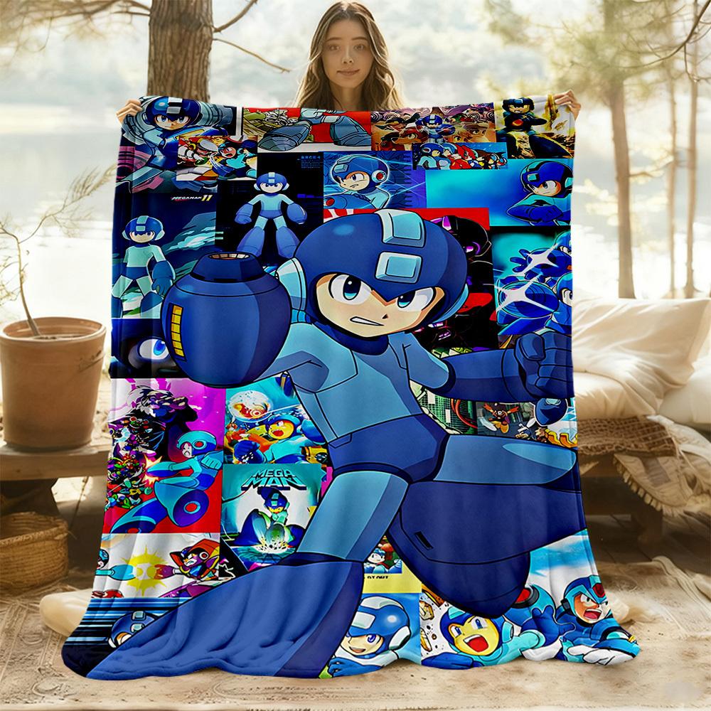 1pc Mega Man Rockman X All-Season Comfort, Outdoor Flannel Blanket - Soft, Warm & Cozy for Naps, Camping & Travel 012