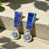 Vintage Blaue Glas-Schleifenohrringe - Retro Design Schmuckstück
