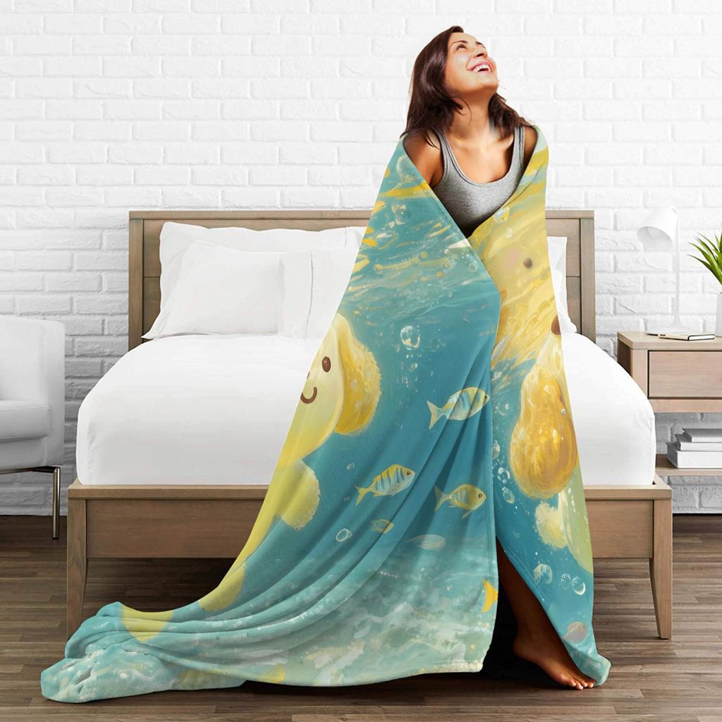 Poms Poms Purins Blanket  Warm Novelty Plush Throw Blanket For Children Couch Chair Sofa Bed Flannel Bedspread Bed Cover