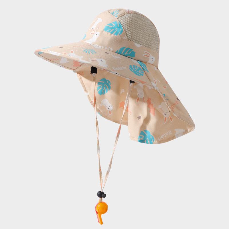 Baby Sun Hat With Neck Flap For Kids For Outdoor With Neck Protection Wide Brim For 2-9 Years With A Whistle