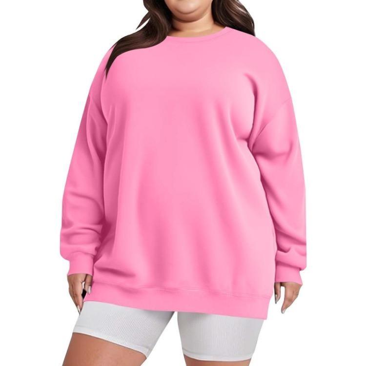 Damski sweter oversize z okrągłym dekoltem, bluza z długim rękawem