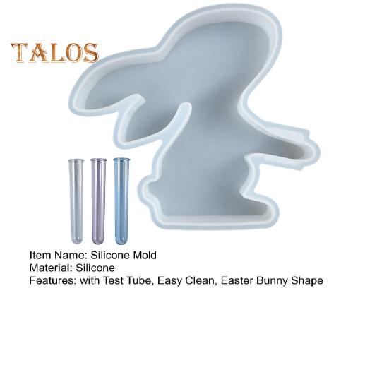 1 Set Bunny Flower Vase Mold with 3 Hydroponic Plants Test Tube DIY Easter Rabbit Plants Propagation Station Epoxy Resin Casting Silicone Mold