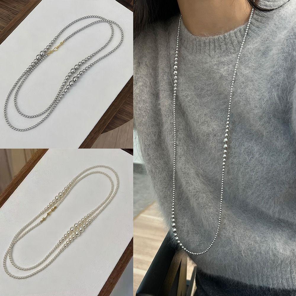 Charming Pearl Necklace Exquisite Elegant Pearl Choker High-end Long Chain Necklace  Daily Wear
