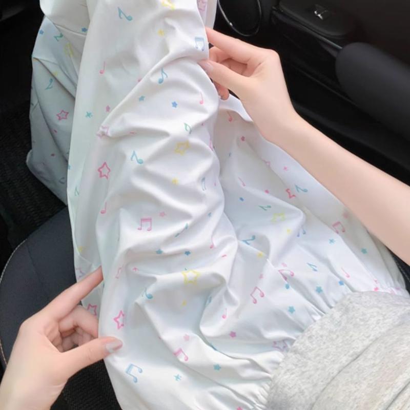 White Music Note Print Wide-Leg Pants for Women - Summer Premium Drapey Casual Strolling Ice Silk Floor-Length Trousers