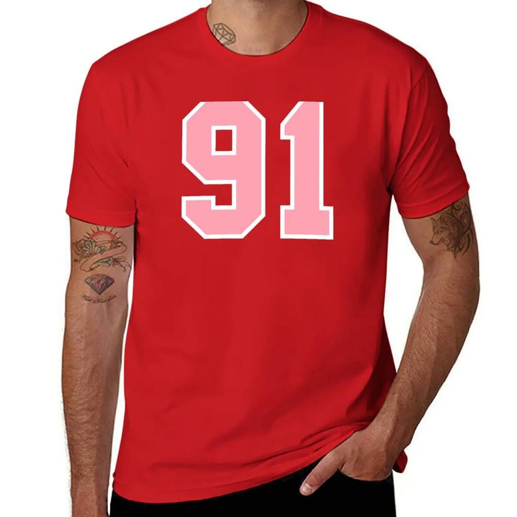 Pinky 91 Number Ninety-one Girls Jersey T-Shirt for a Boy Vintage Graphic Tee Clothing for Men