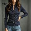 Women Striped Blazer Stand Collar Blazer, Slim Fit Single-Breasted Blouse Top, Office Business Casual Jacket Outerwear Slimming Waist Coat
