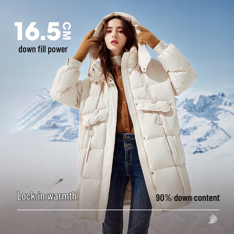 

Qiusishui Yiren Women s Casual Hooded Mid-Length Down Jacket XL