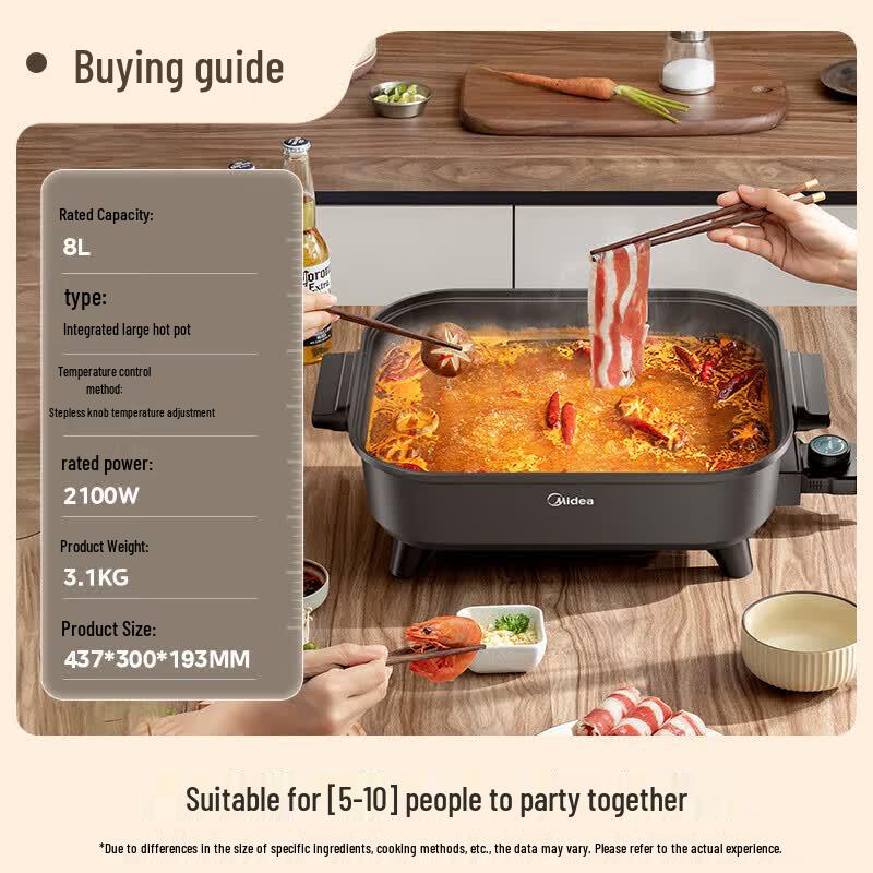 Midea 8L Multi-functional Electric Hot Pot & Grill CN Plug (adapter Included)