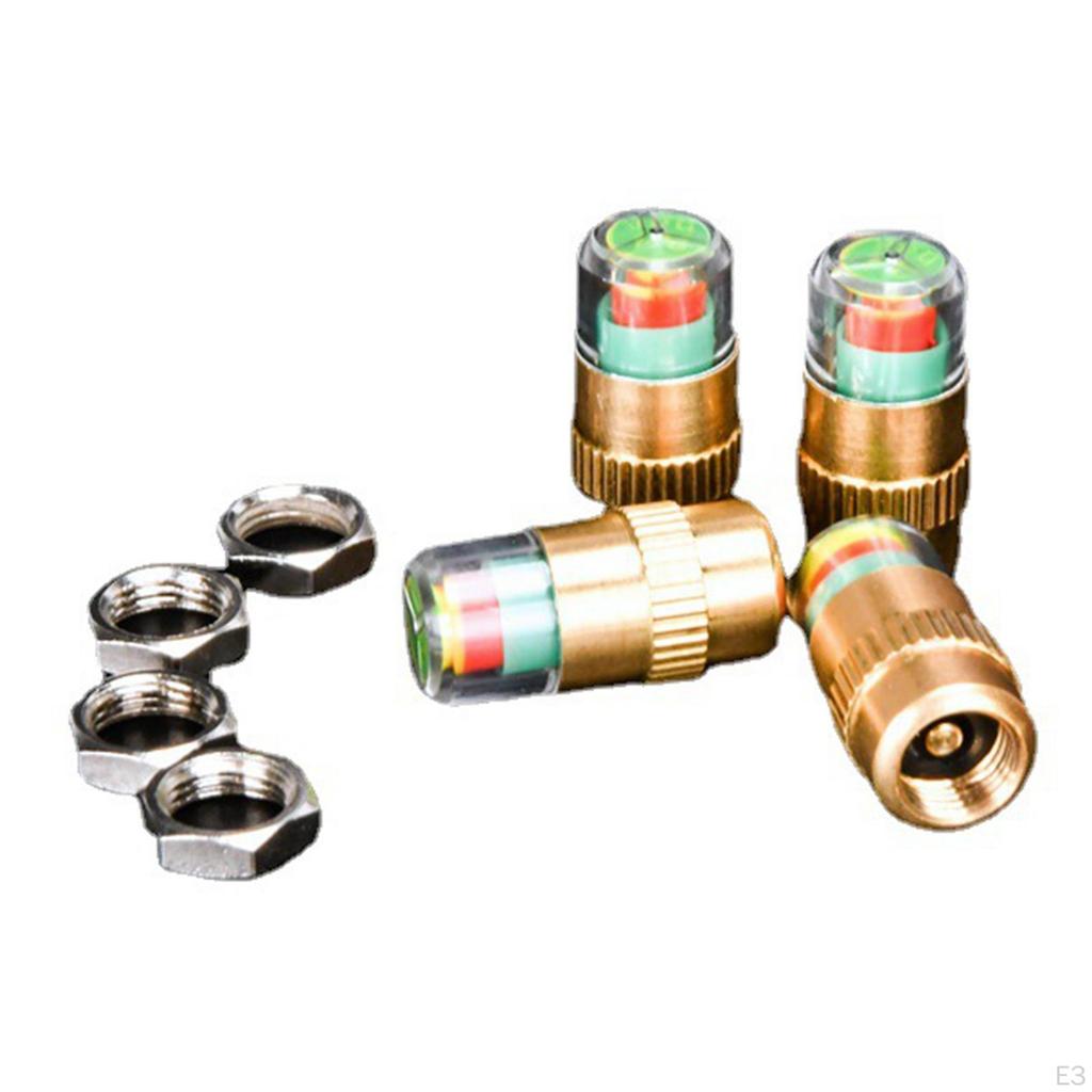 4 Pieces Car Tire Tyre Pressure Monitor Stem Caps 3 Color with Nuts Wrench Universal for