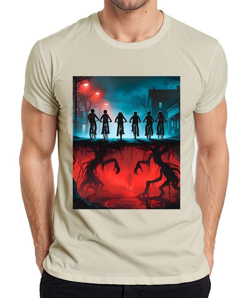 Upside Down Kids Bikes Horror 80s Retro Mystery Hawkins Unisexs TShirt