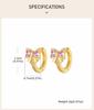 18K Gold Plated Shinny Bow Huggie Hoop Earrings for Women, Cubic Zirconia Small Hoops, Sensitive Ears Jewelry