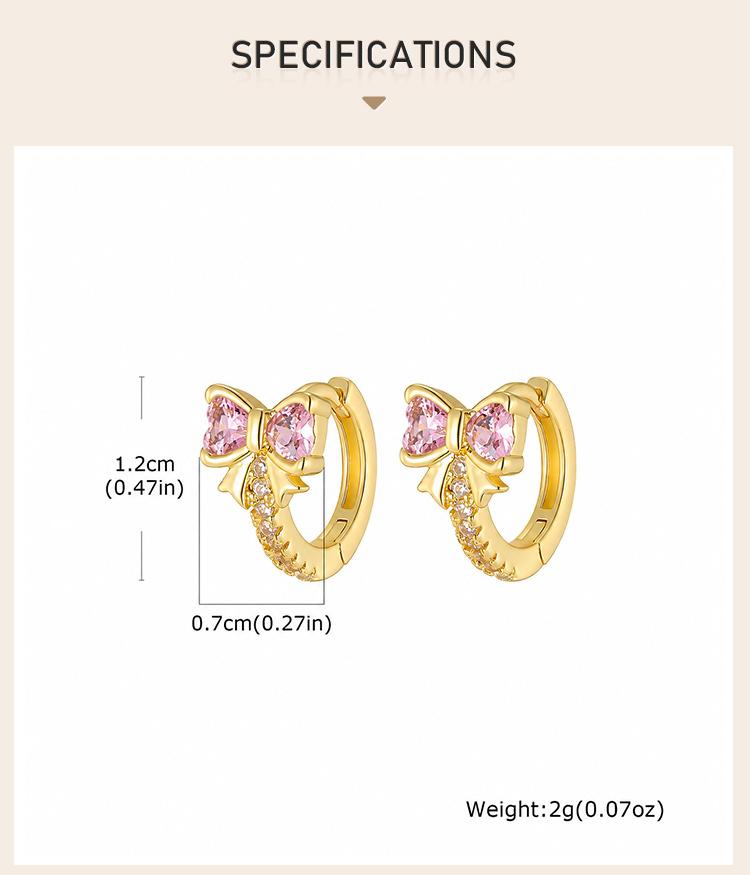 18K Gold Plated Shinny Bow Huggie Hoop Earrings for Women, Cubic Zirconia Small Hoops, Sensitive Ears Jewelry