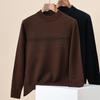 Hengyuanxiang Men's Thick Striped 100% Pure Wool Round Neck Pullover Sweater