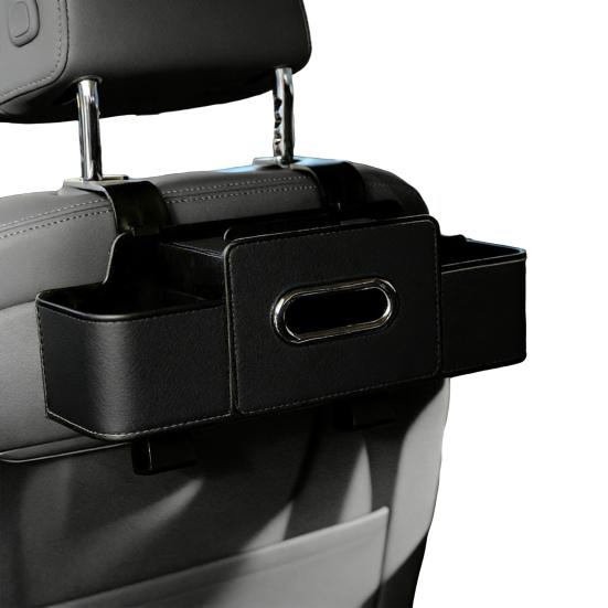 

3-in-1 Car Backseat Organizer Multifunctional Back Seat Storage Box with 2 Cup Holders Tissue Box And Hooks for Holding Phones Snacks Drinks Handbags чорний