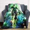 1pc Green Lantern Blanket Lightweight Flannel Throw For Sofa, Bed, Travel, Livingroom, Office, Couch, Chair, And Bed