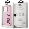 Karl Lagerfeld Wrinkled Metal Signature Case for iPhone 15 Pro Pink