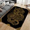 Golden Dragon Patterned Black Carpet with Modern Abstract Oriental Style Suitable for Use As an Anti-slip for Living Room Bedroom Sofas