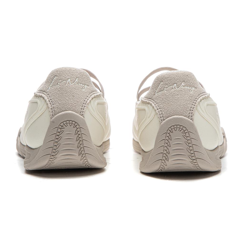 Li Ning Film Ballet Slip Resistant, Abrasion Resistant, Lightweight Low top Casual Shoes Women's Ecru AGLW072-2